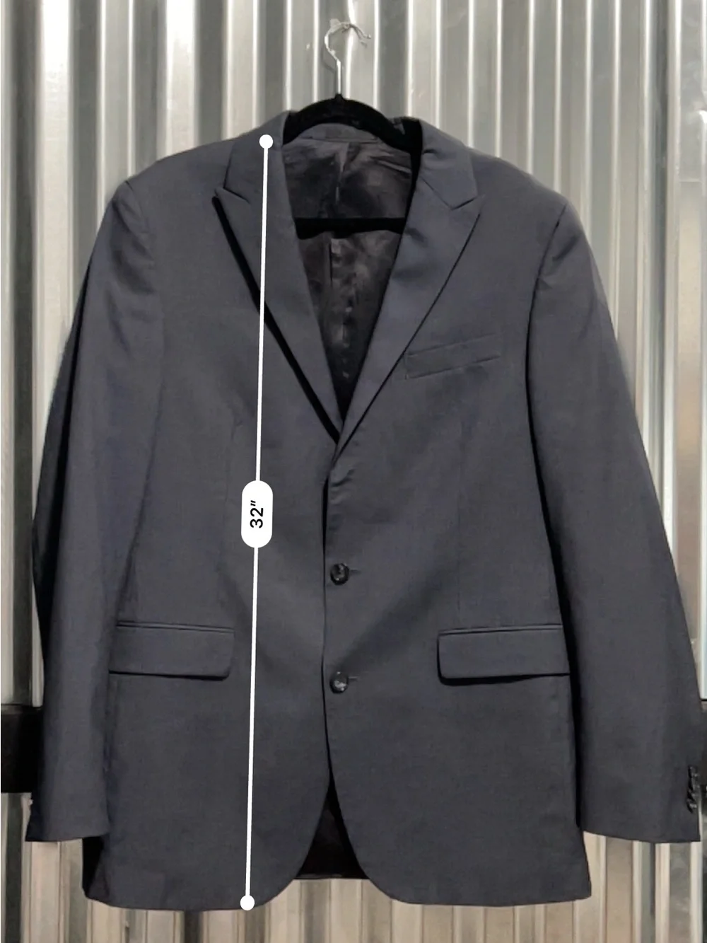 Kenneth Cole New York Men’s 100% Wool Suit Jacket – Charcoal Gray – 43L